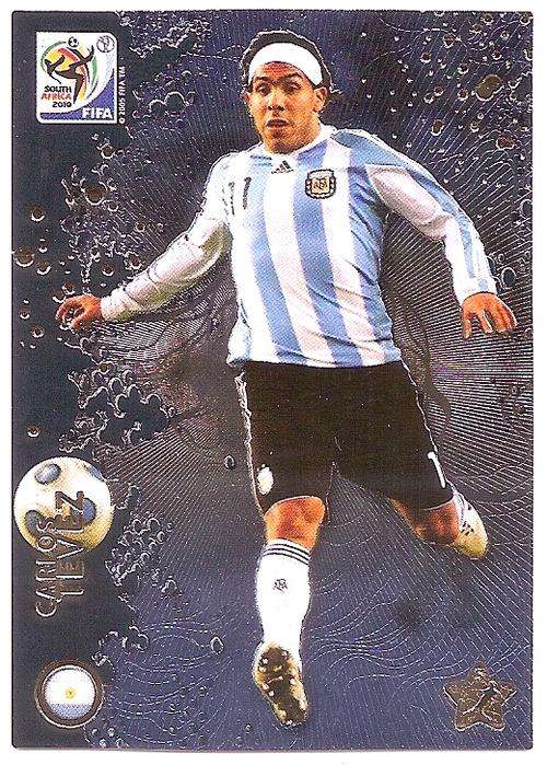 CARLOS TEVEZ - FIFA WORLD CUP 2010 ADRENALYN PREMIUM - RARE "METTALIZED" TRADING CARD