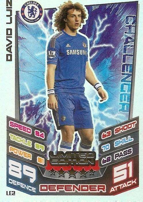 MATCH ATTAX `EXTRA` 2012/2013 - DAVID LUIZ `RARE`  `LIMITED EDITION` CARD LE2