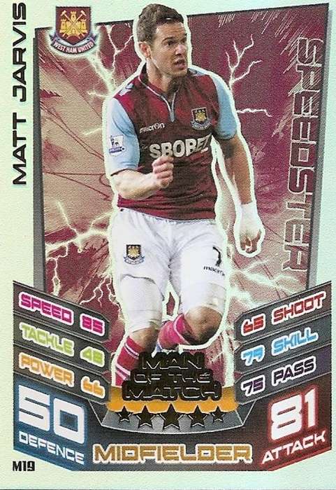 MATCH ATTAX `EXTRA` 2013 - MATT JARVIS `MAN of the MATCH` CARD