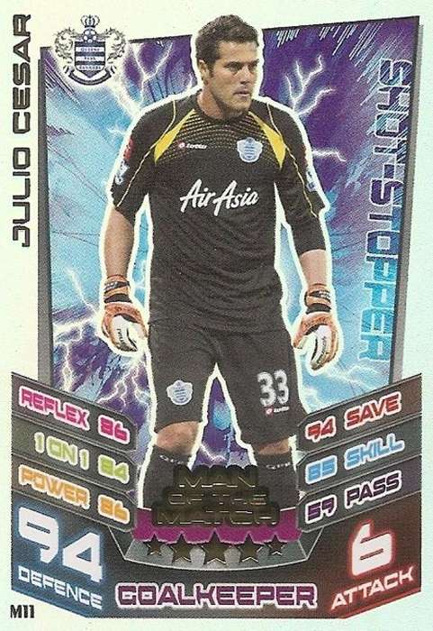 MATCH ATTAX `EXTRA` 2013 - JULIO CESAR  `MAN of the MATCH` CARD