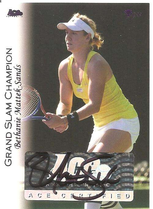 BETHANIE SANDS- ACE AUTHENTIC 2012 "GRAND SLAM" - CERTIFIED "AUTOGRAPH" CARD