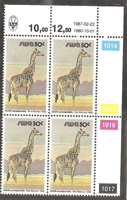 SOUTH WEST AFRICA - SACC 372 - "DEFINITIVE 50c"  CONTROL BLOCK of 4 STAMPS (UM)