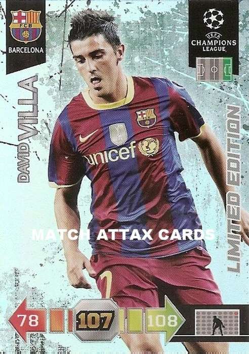 DAVID VILLA - PANINI CHAMPIONS LEAGUE 2010/11 -  `VERY RARE` LIMITED EDITION TRADING CARD