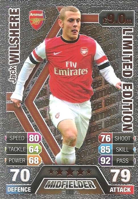 MATCH ATTAX 2013/14 - JACK WILSHERE `BRONZE LIMITED EDITION` CARD