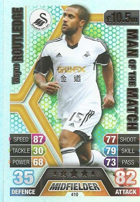 WAYNE ROUTLEDGE - TOPPS `MATCH ATTAX` 2013/14 UK ONLY - FOIL `MAN of the MATCH` TRADING CARD 410