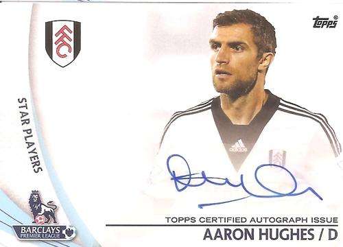AARON HUGHES - TOPPS `PREMIER GOLD` 2013/14 - AUTHENTIC `CERTIFIED AUTOGRAPH` CARD SP-AH
