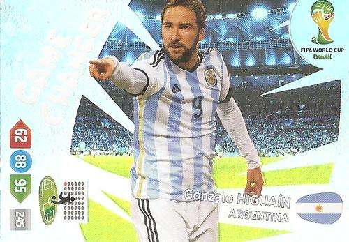GONZALO HIGUAIN - PANINI `FIFA WORLD CUP 2014` COLLECTION -  `GAME CHANGER` FOIL TRADING CARD