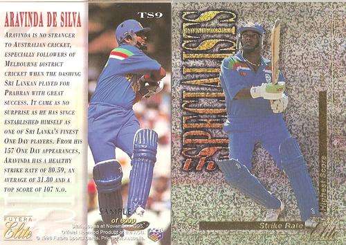 ARAVINDA DE SILVA - 1996 FUTERA CRICKET ELITE - RARE LIMITED "SPECIALISTS" TS9 "SAMPLE" CARD of 200