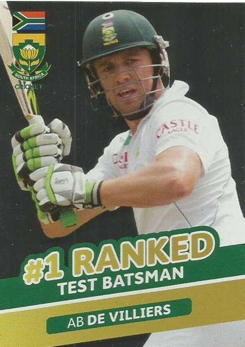 AB DE VILLIERS - 2014 BIG BALL `HEROES COLLECTION` - `TOP TEST RANKING` FOIL TRADINGCARD 25