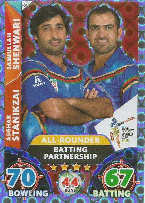 ASGHAR STANIKZAI/SHENWARI - ICC CRICKET WORLD CUP 2015 - `DUO` SILVER TRADING CARD 161