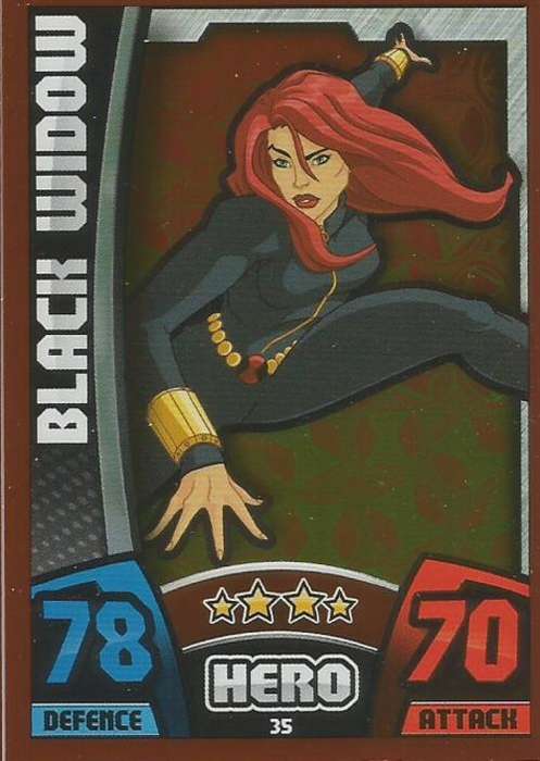 HERO ATTAX "AVENGERS" 2015 - BLACK WIDOW "MIRROR" FOIL TRADING CARD 35