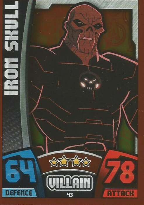 HERO ATTAX "AVENGERS" 2015 - IRON SKULL "MIRROR" FOIL TRADING CARD 43