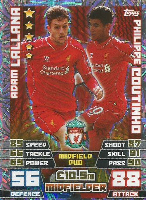 LIVERPOOL FC   - MATCH ATTAX EXTRA 2015 - "DUO" FOIL CARD