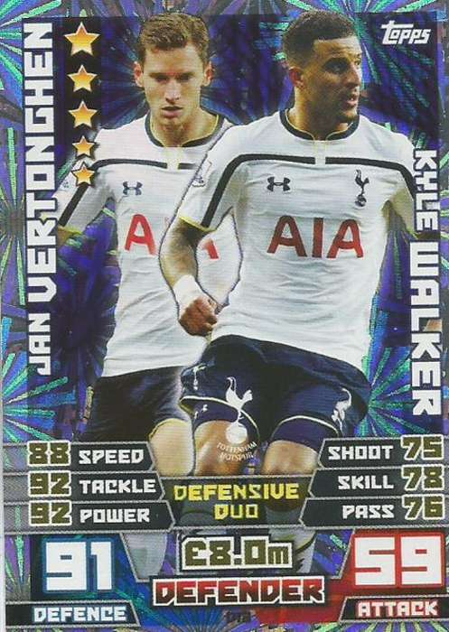 TOTTENHAM HOTSPURS - MATCH ATTAX EXTRA 2015 - "DUO" FOIL CARD