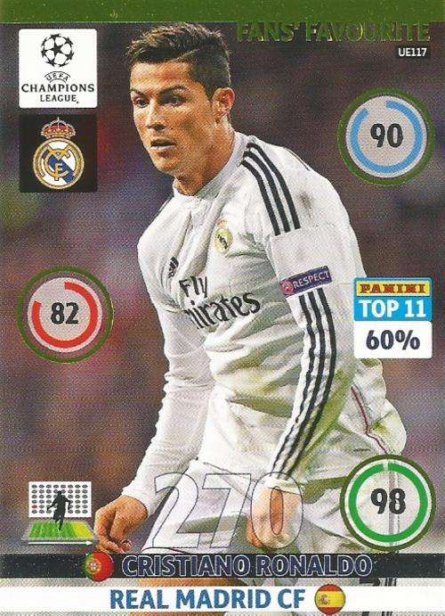 CRISTIANO RONALDO - CHAMPIONS LEAGUE `UPDATES` 2015 - RARE `FANS FAVOURITE` TRADING CARD