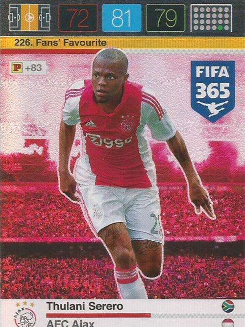 PANINI FIFA 365 -THULANI SERERO - "FANS FAVOURITE" TRADING CARD