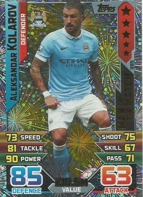 MATCH ATTAX 2015/2016 - ALEKSANDAR KOLAROV -   "MAN of the MATCH" TRADING CARD