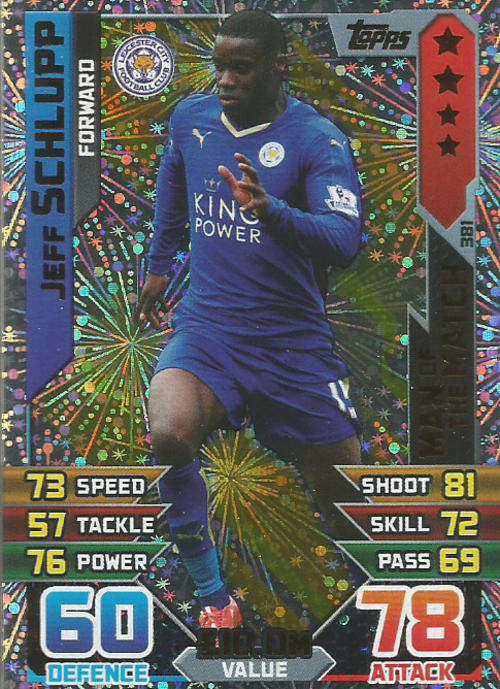MATCH ATTAX 2015/2016 -JEFF SCHLUPP -   "MAN of the MATCH" TRADING CARD