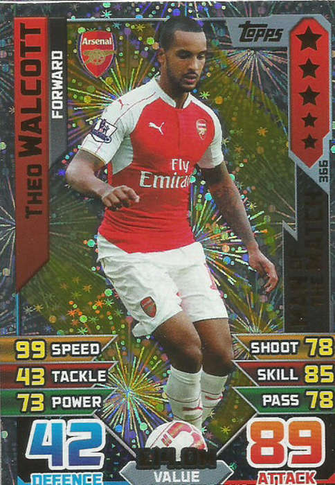 MATCH ATTAX 2015/2016 - THEO WALCOTT -  "MAN of the MATCH" TRADING CARD