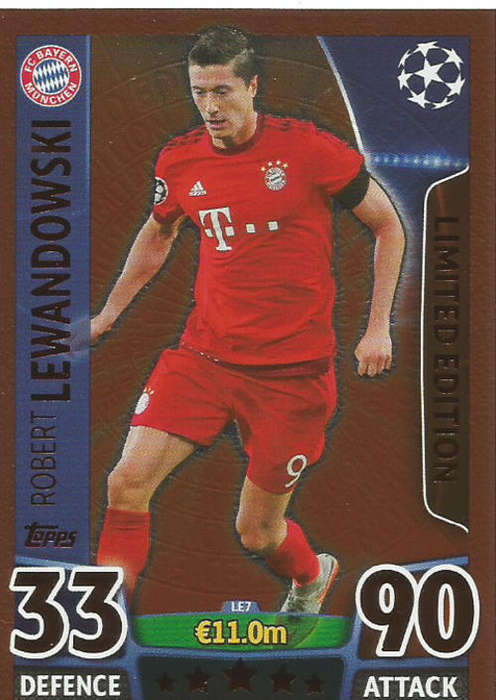 ROBERT LEWANDOWSKI - CHAMPIONS LEAGUE  2015/16 - "BRONZE" LIMITED EDITION TRADING CARD