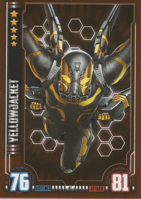 MARVEL HERO ATTAX UNIVERSE 2016 - YELLOWJACKET  `MIRROR` FOIL TRADING CARD 47