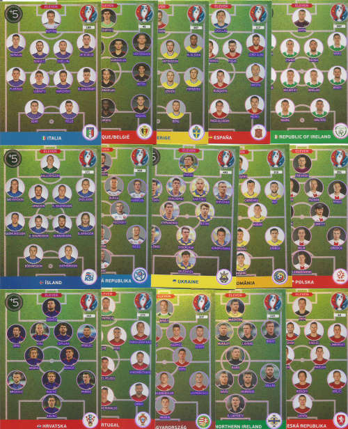 PANINI "UEFA EURO" 2016 COLLECTION  - TEAM   "TEAM ELEVEN" FOIL TRADING CARDS