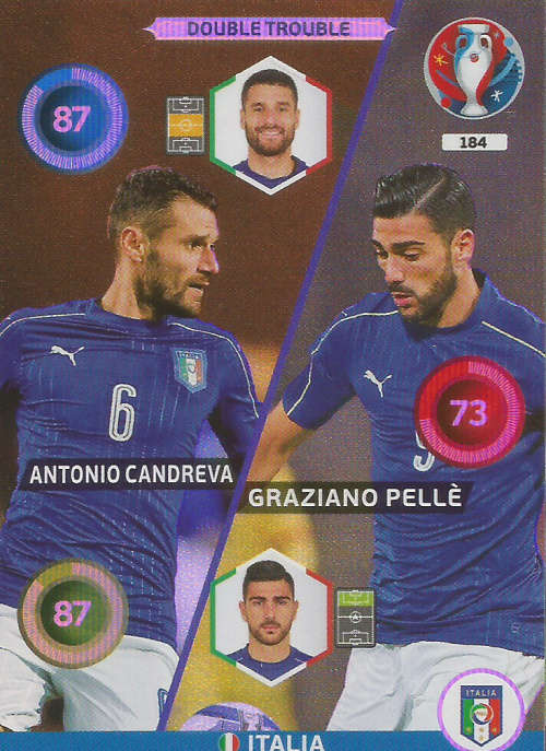 PANINI EURO 2016 - ITALY  "DOUBLE TROUBLE" FOIL TRADING CARD 184