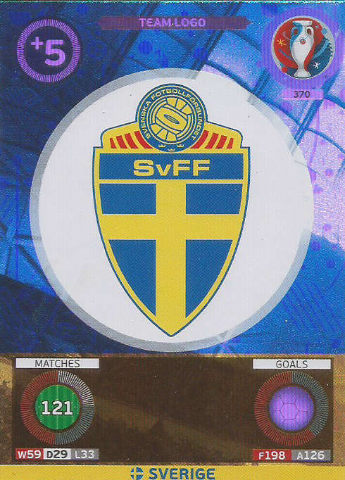 PANINI EURO 2016 - SWEDEN "TEAM LOGO" FOIL TRADING CARD 370