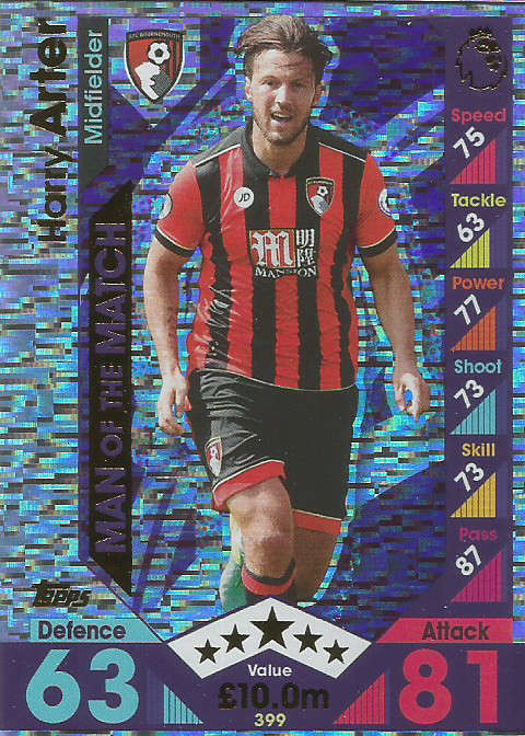 HARRY ARTER - MATCH ATTAX 2016/2017 - "MAN of the MATCH" FOIL CARD