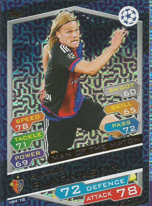 BIRKIR BJARNASON - CHAMPIONS LEAGUE 2016/17 -GOLD  "MAN of the MATCH" FOIL TRADING CARD