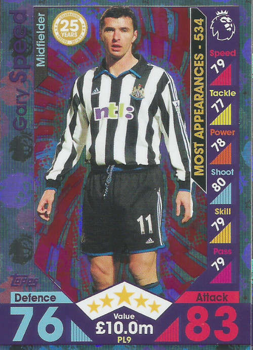 GARY SPEED - MATCH ATTAX "EXTRA" 2017 - "25 YEARS PREMIER LEAGUE" FOIL CARD