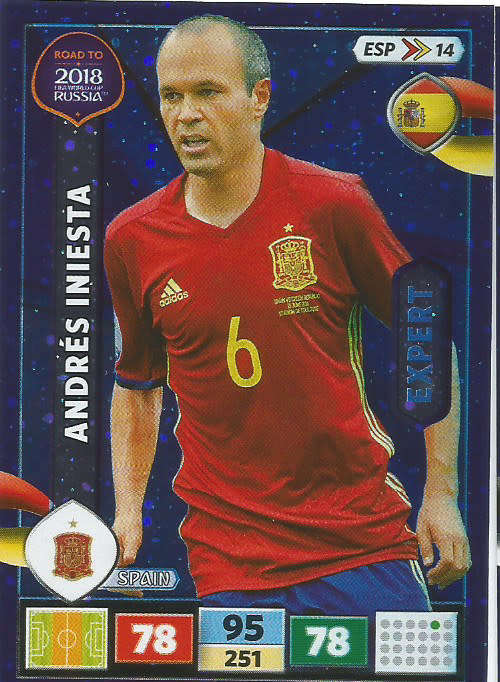 ANDRES INIESTA - PANINI "Road to WORLD CUP 2018" - "EXPERT"  FOIL TRADING CARD