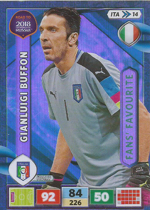 GIGI BUFFON - PANINI "Road to WORLD CUP 2018" - "FANS FAVOURITE"  FOIL TRADING CARD
