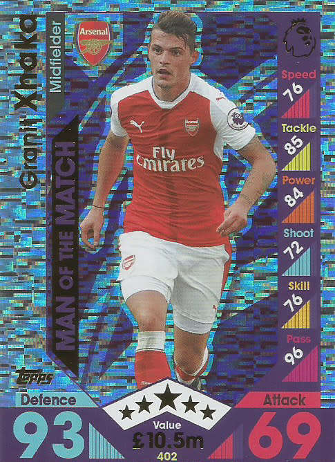 GRANIT XHAKA - MATCH ATTAX 2016/2017 - "MAN of the MATCH" FOIL CARD