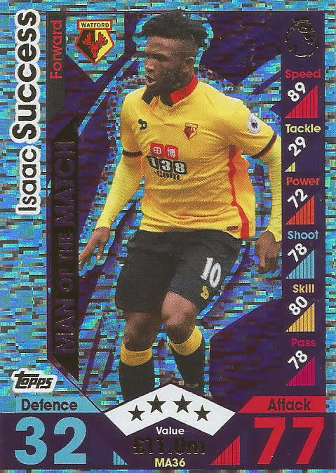 ISAAC SUCCESS - MATCH ATTAX "EXTRA" 2017 - "MAN of the MATCH" FOIL CARD