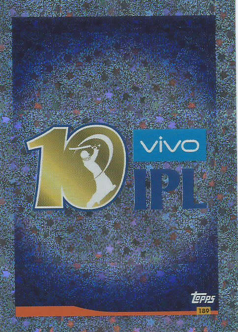 IPL CRICKET ATTAX 2017/18 - SILVER "10 YEAR LOGO" TRADING CARD