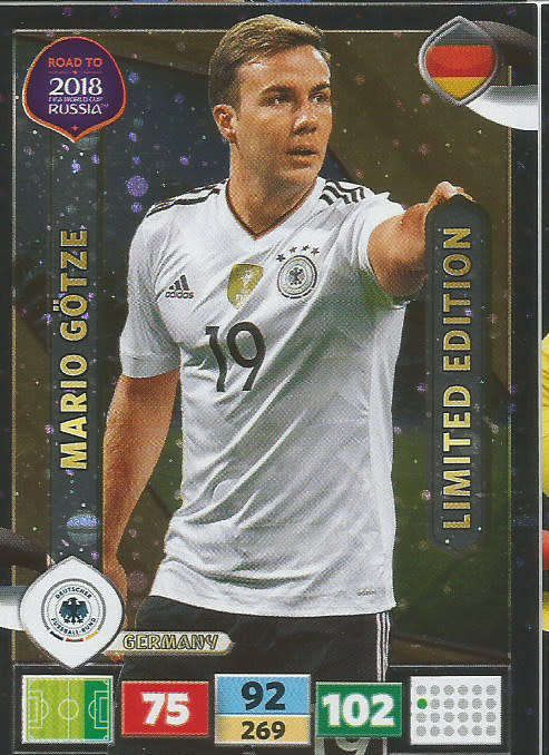 MARIO GOTZE - PANINI "Road to WORLD CUP 2018" - "LIMITED EDITION"  FOIL TRADING CARD