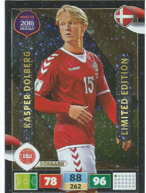 KASPER DOLBERG - PANINI "Road to WORLD CUP 2018" - "LIMITED EDITION"  FOIL TRADING CARD