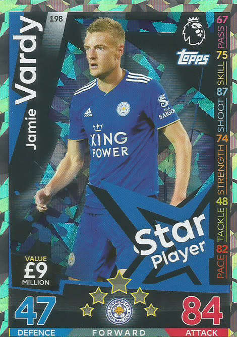 JAMES VARDY - MATCH ATTAX 2018/2019 - SILVER "STAR PLAYER" TRADING CARD