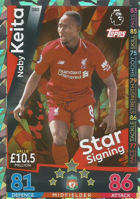 NABY KEITA - MATCH ATTAX 2018/2019 - SILVER "STAR SIGNING" TRADING CARD