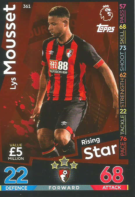 LYS MOUSSET - MATCH ATTAX 2018/2019 - SILVER "RISING STAR" TRADING CARD