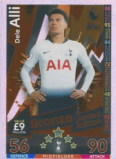 DELE ALLI - MATCH ATTAX 2018/2019 - BRONZE "LIMITED EDITION" TRADING CARD LE2B