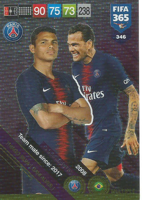 PARIS ST. GERMAIN  - FIFA 365 2019 EDITION - PANINI 2019 - FOIL `MULTIPLE` TRADING CARD 346