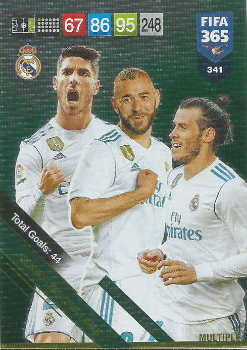 REAL MADRID  - FIFA 365 2019 EDITION - PANINI 2019 - FOIL `MULTIPLE` TRADING CARD 341