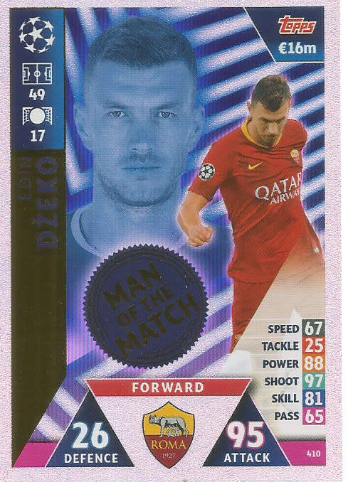 EDIN DZEKO - CHAMPIONS LEAGUE 2018/19 -  "MAN of the MATCH" FOIL TRADING CARD 410
