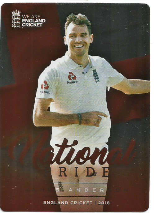 JAMES ANDERSON - Tap&Play ENGLAND CRICKET 2018 - RED FOIL "NATIONAL PRIDE" TRADING CARD NP3