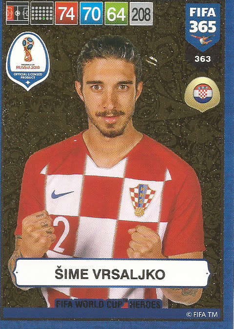 SIME VRSALJKO - FIFA 365 2019 EDITION - PANINI 2019 - GOLD FOIL `W/CUP HEROES` TRADING CARD 363