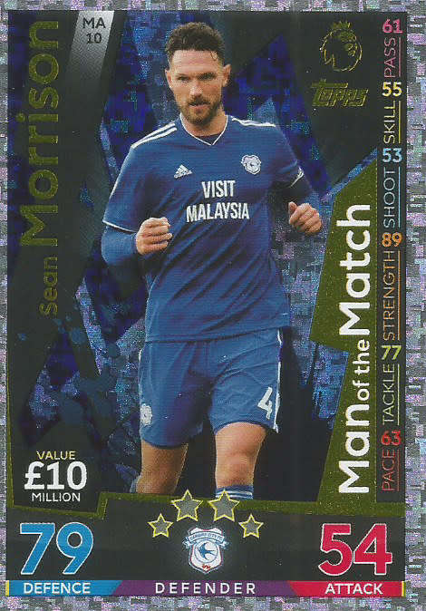 SEAN MORRISON - MATCH ATTAX EXTRA 2019 - GOLD "MAN of the MATCH" TRADING CARD MA10