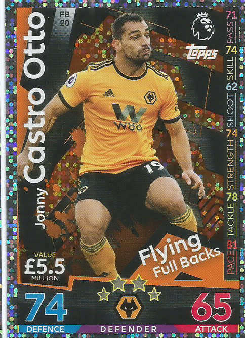 JONNY CASTRO OTTO - MATCH ATTAX EXTRA 2019 - SILVER "FLYING FULBACKS" TRADING CARD FB20