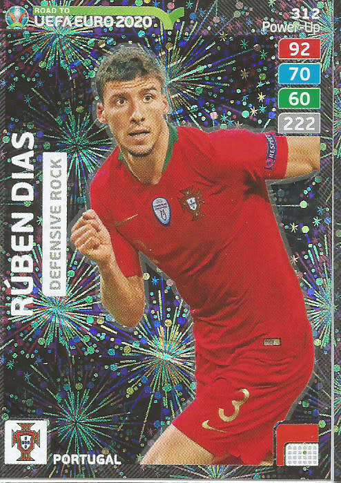 RUBEN DIAS - PANINI "ROAD TO EURO 2020 - "DEFENSIVE ROCK" FOIL TRADING CARD 312